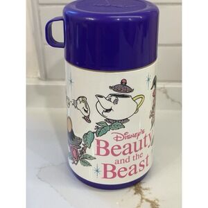 Vintage Disney‎ Beauty & the Beast Thermos Aladdin Lunchbox Drink Purple Spout